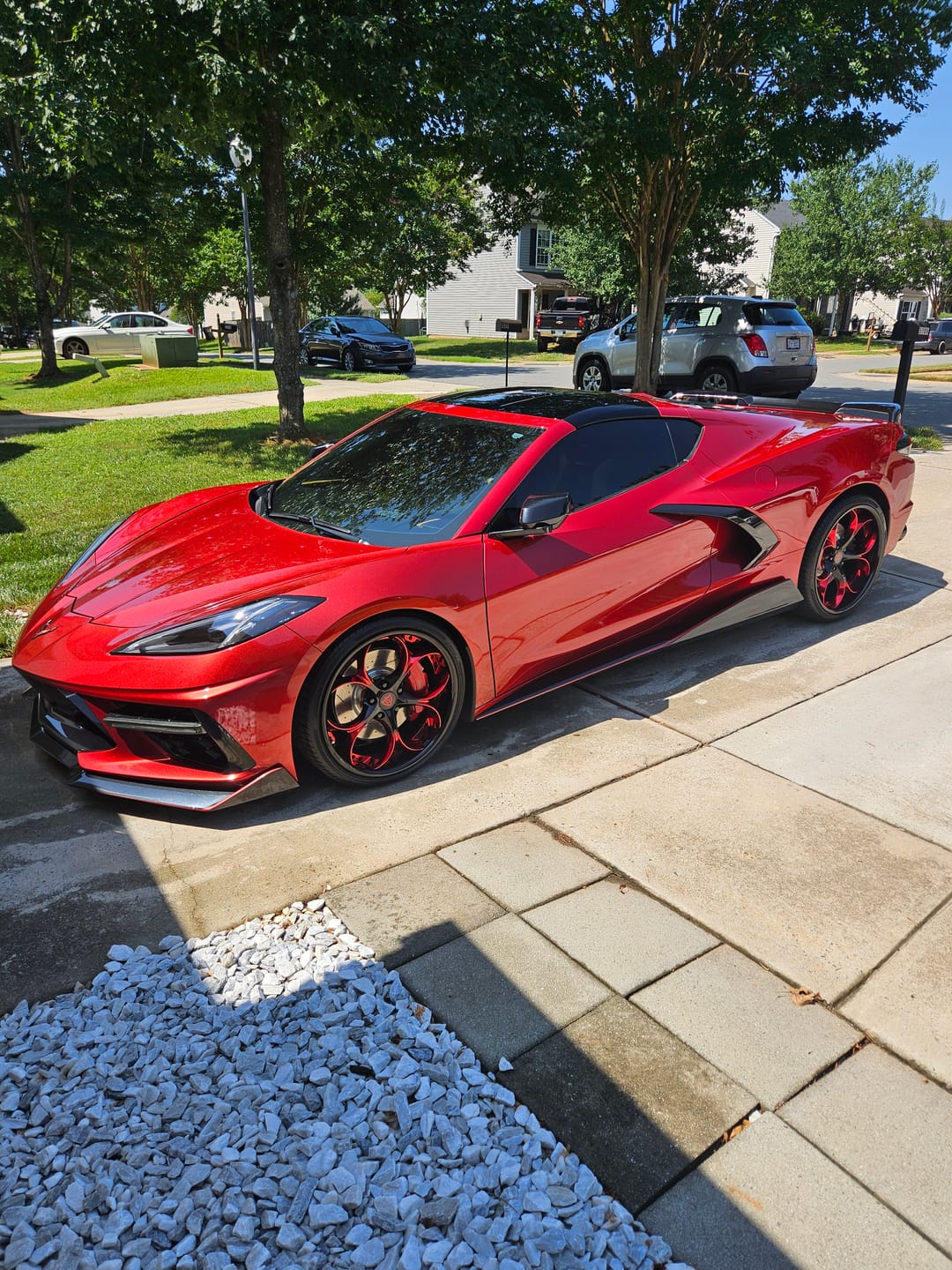 RV-DS016| Custom Forged Corvette C8 Stingray / Z51 Red Mist & Black Wheels