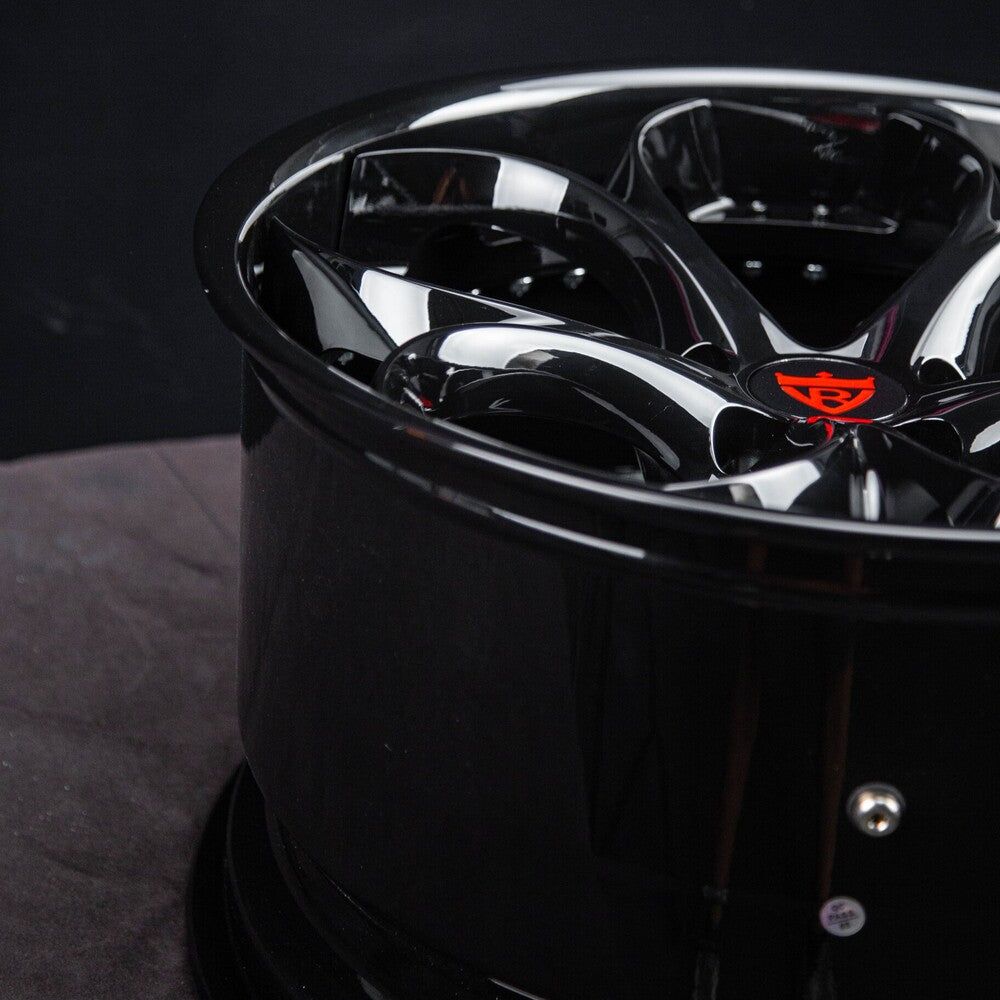 Full side view showing custom C7 Grand Sport black forged wheels