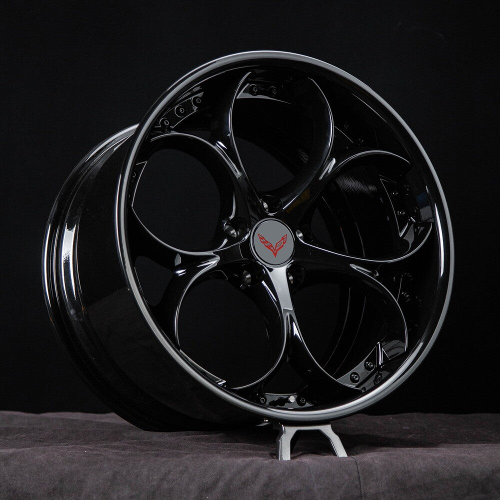 Full RV-DS016 forged gloss black wheel set for Corvette C7 Grand Sport