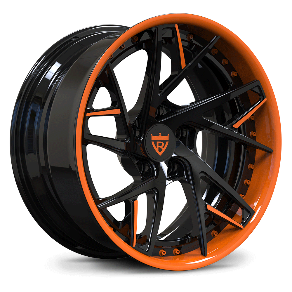 Super deep concave custom wheels with color-matched sebring orange and black finish for 2020-2025 Corvette C8 Stingray Z51-OEM Setup