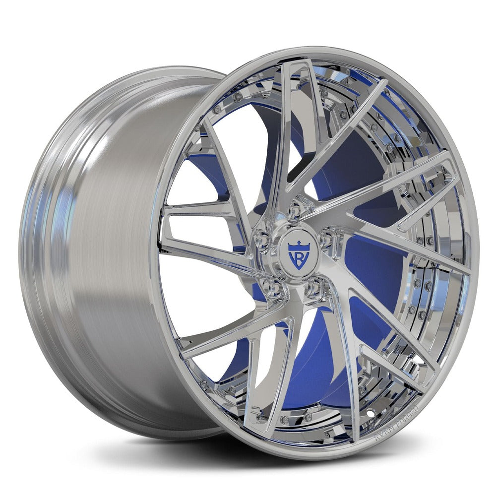 Concave rims for your Corvette C8 Z51 or Z06, custom forged 2-piece polished and blue wheels-RVRN Forged 2-Piece Series