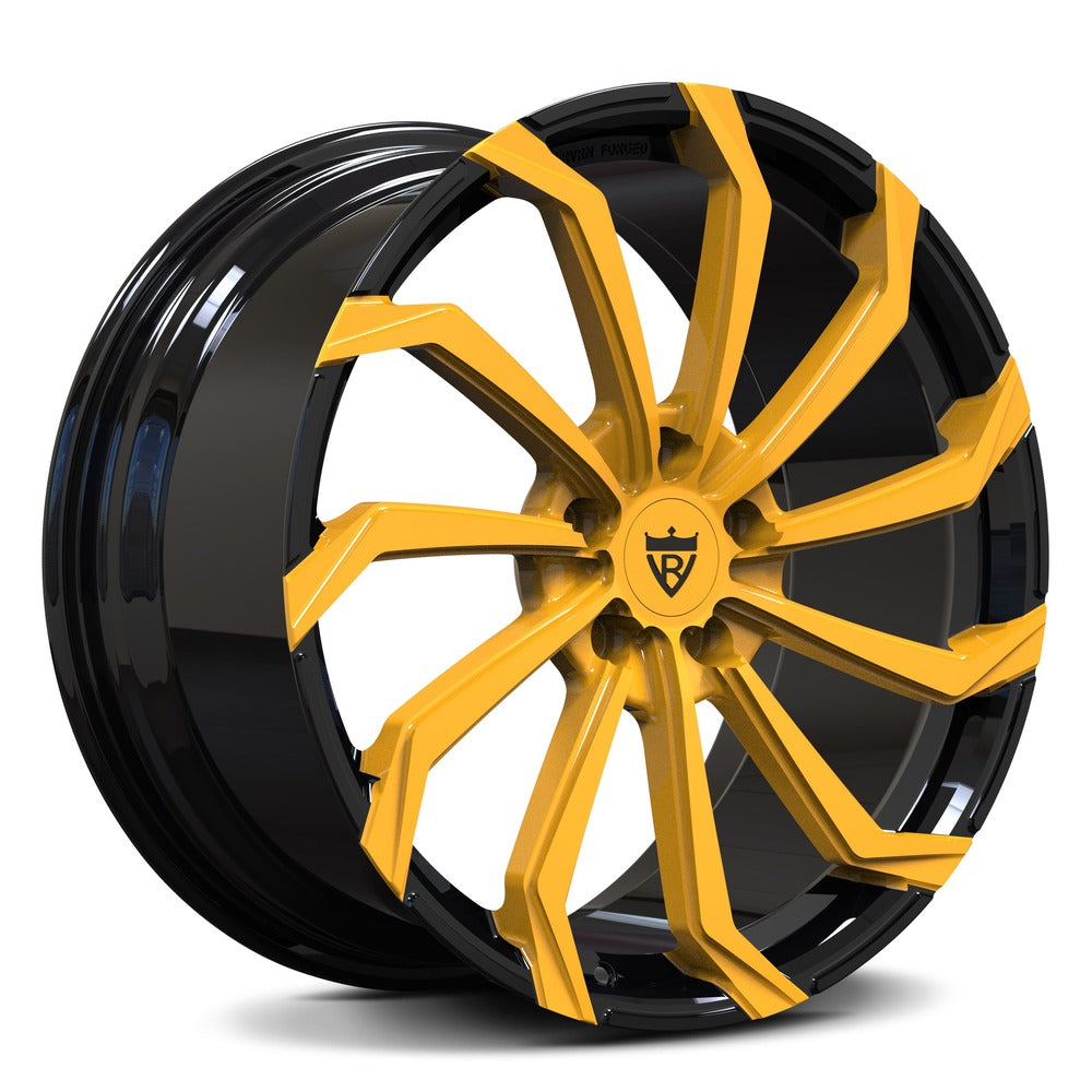 Corvette C7 Custom Wheels with Yellow and Black, RVRN custom forged 1-piece rims RV-MC02