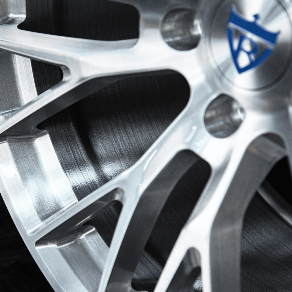 Close-up of lightweight forged spokes on Corvette C8 Z51 rim