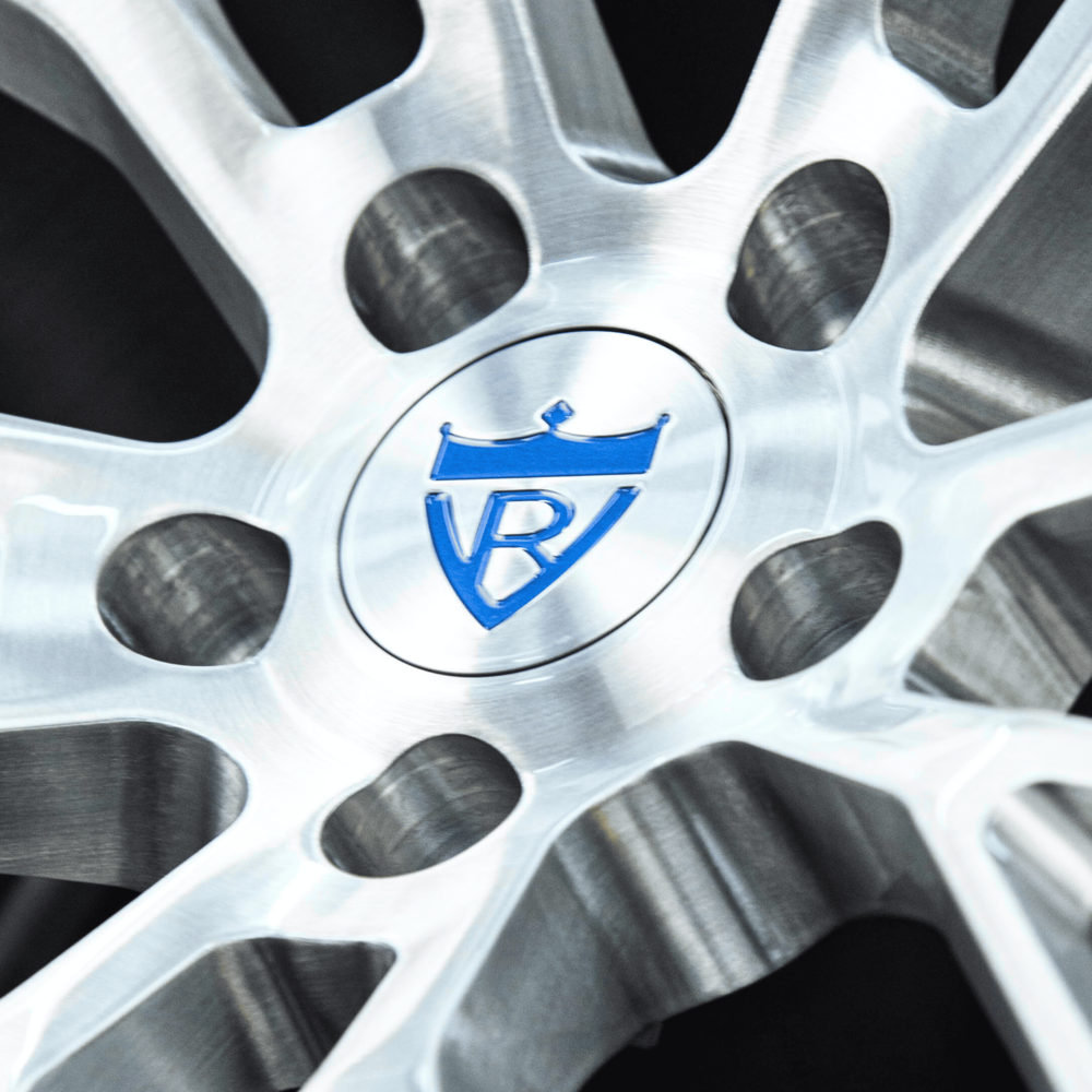 Brushed silver MC65 wheel for Z51 Stingray – aggressive stance view