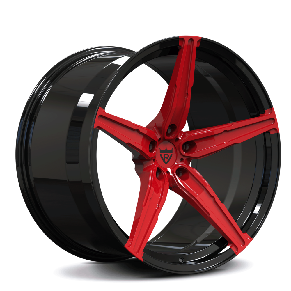 Transform your C8 Corvette with the bold Torch Red Fade to Black Spoke design, paired with a Gloss Black Barrel for a sleek and aggressive stance.