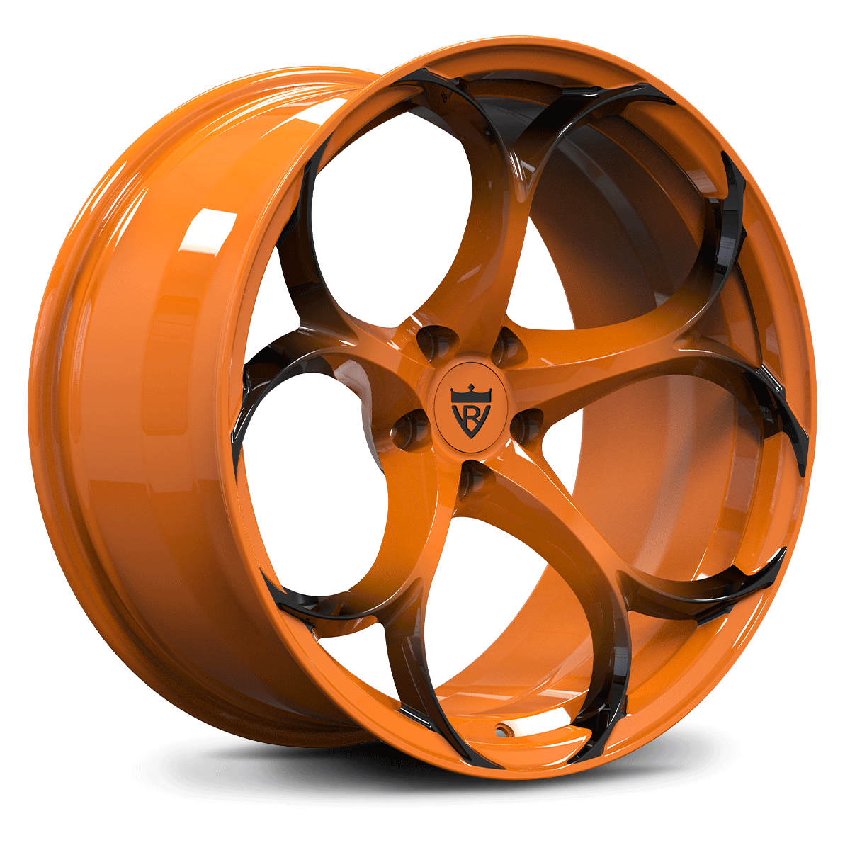 Corvette Z51 custom wheels in orange finish – digital front angle render