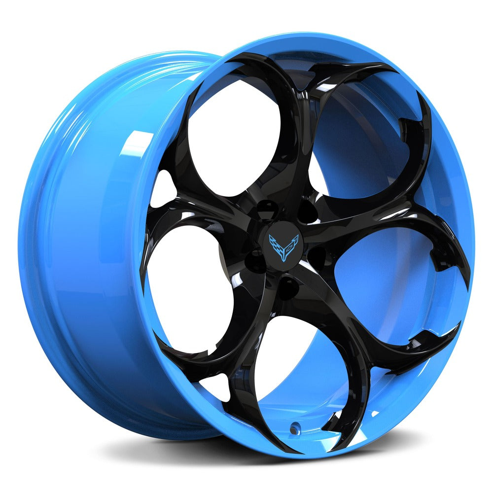 Rapid Blue and Black custom performance wheels for Corvette in 18inch, 19inch, 20inch, 21inch setup-RVRN Wheels Forged Monoblock Wheels Series RV-MS016