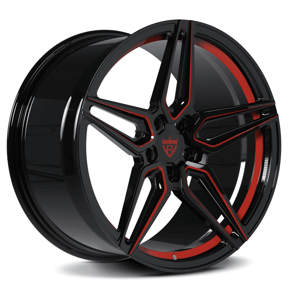 Corvette C8 Custom Forged Wheels in Red and Black 5 Spoke Design-RVRN Wheels RV-MR02 Series