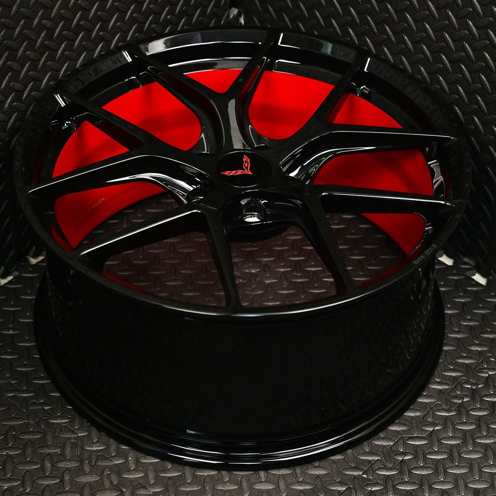 Red and black rims for 2014-2019 Corvette C7 Z51 Stingray-RVRN Custom Forged Monoblock Performance Wheels Series RV-MR05