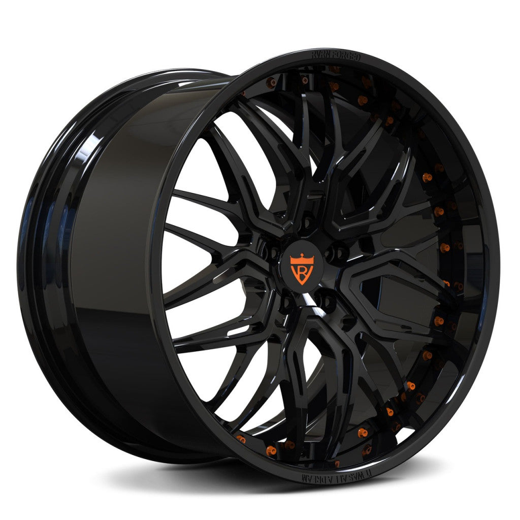 Black rims for Corvette c7, c8-RVRN Wheels-custom forged 2-piece deep lip 20inch wheels series, custom per order.
