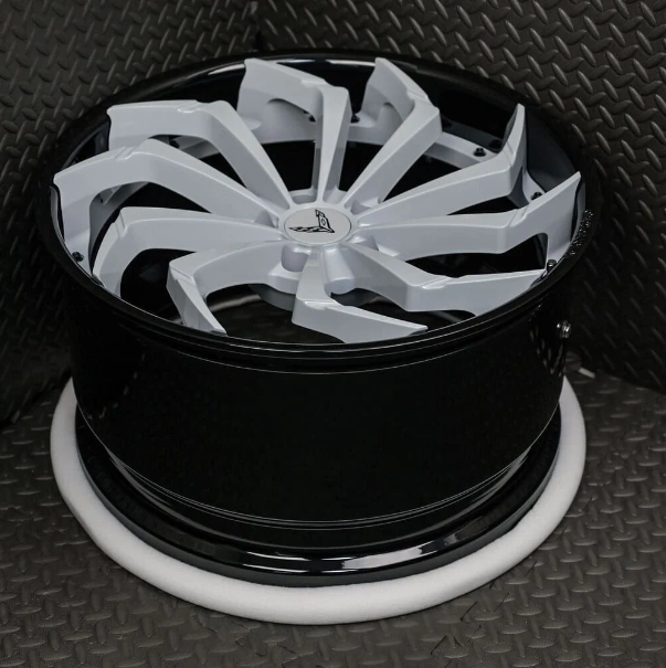Corvette White & Black Custom Forged Wheels Collection featuring RVRN custom forged wheels.