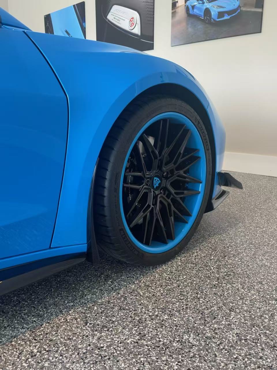 Corvette Rapid Blue Custom Wheels Collection showcasing custom forged RVRN Wheels on a blue Corvette.