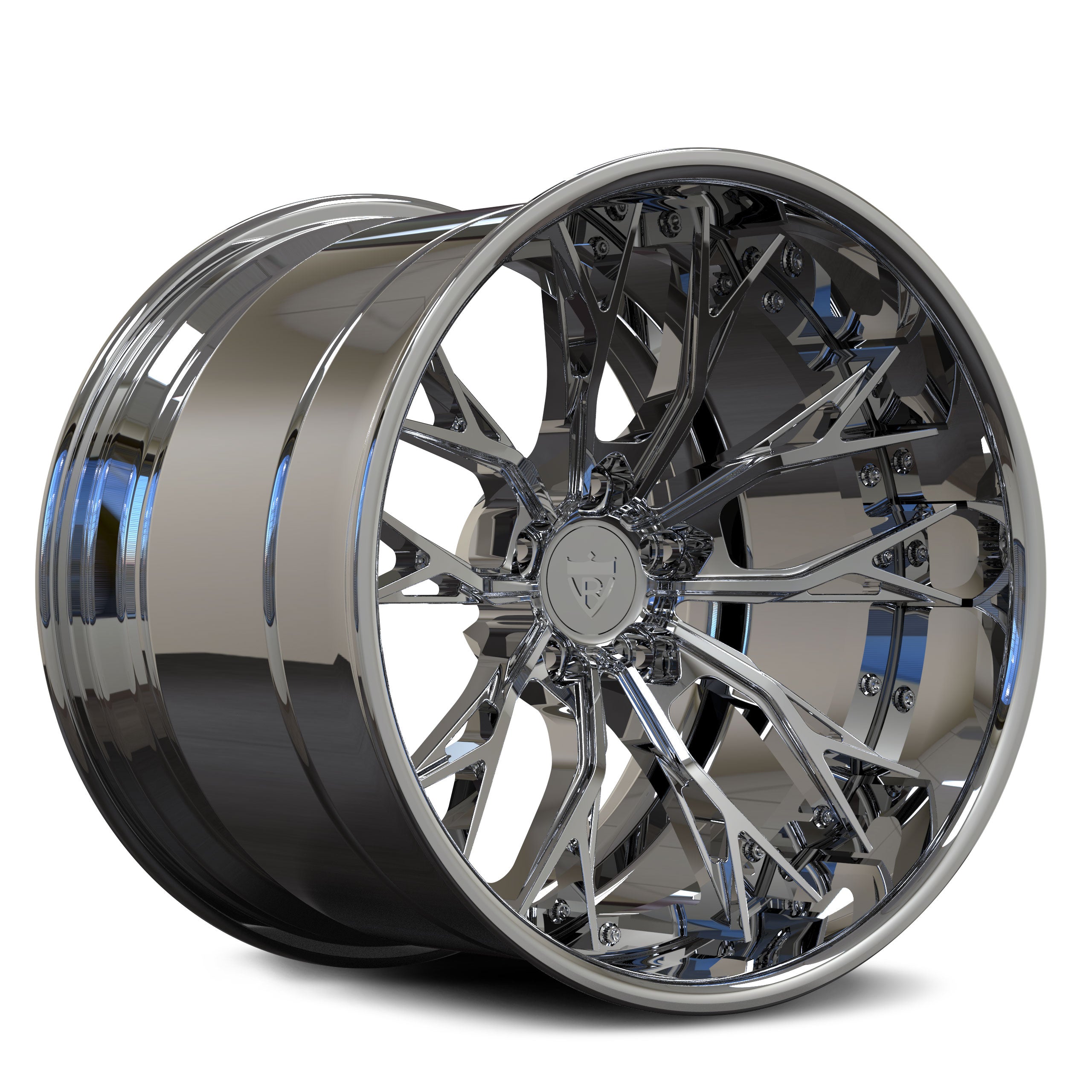 RV-MS808 | Custom Forged Corvette C7 Black / White Wheels | RVRN