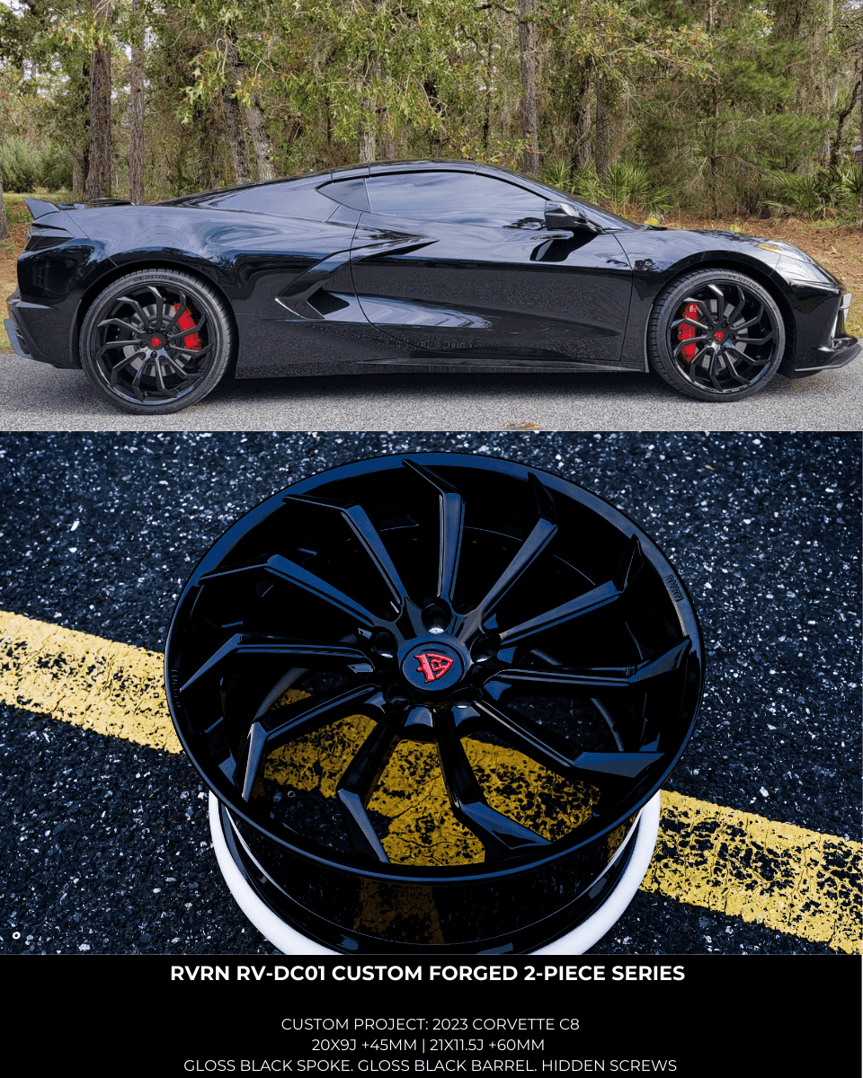 Black rims RV-DC01 | Custom Forged 2-Piece Corvette C8 Stingray Z51 Wheels - RVRN Custom Forged Wheels