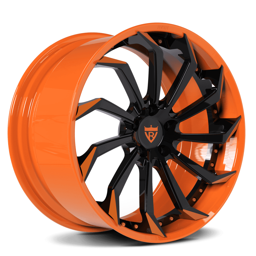 Orange and black rims RV-DC01 | Custom Forged 2-Piece Corvette C8 Stingray Z51 Wheels - RVRN Custom Forged Wheels