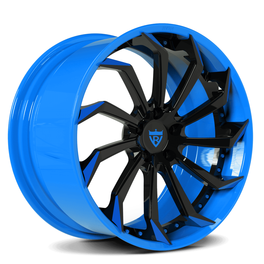 RV-DC01 | Custom Forged 2-Piece Corvette C8 Stingray Z51 Blue and Black Wheels - RVRN Custom Forged Wheels