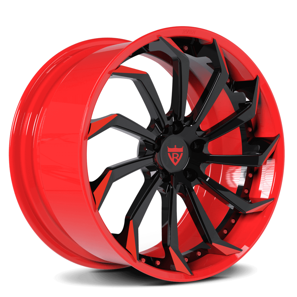 Red and Black rims RV-DC01 | Custom Forged 2-Piece Corvette C8 Stingray Z51 Wheels - RVRN Custom Forged Wheels