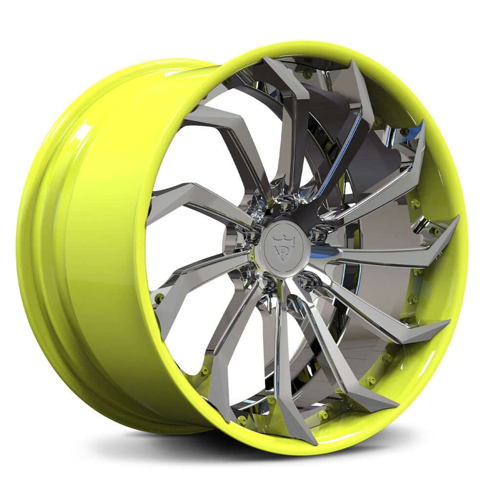Green and chrome rims RV-DC01 | Custom Forged 2-Piece Corvette C8 Stingray Z51 Wheels - RVRN Custom Forged Wheels