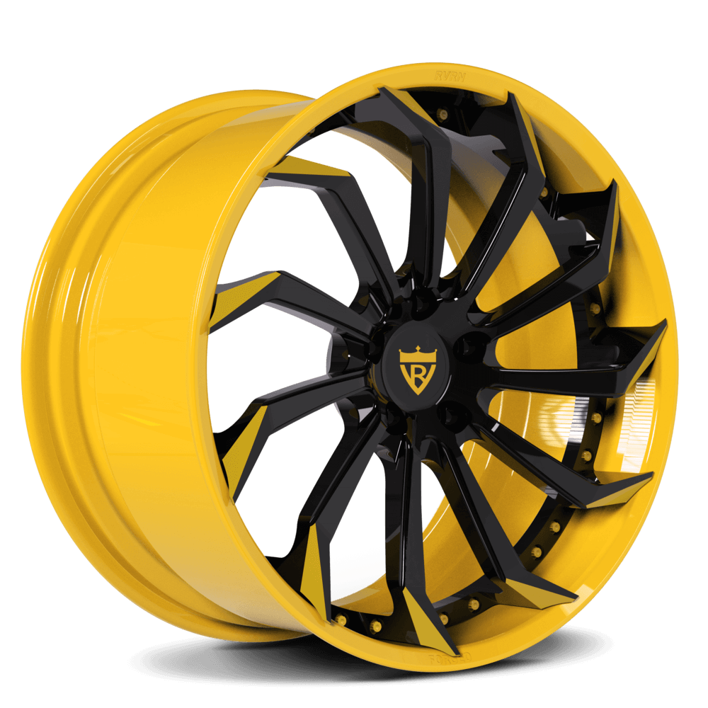 Yellow and Black Rims RV-DC01 | Custom Forged 2-Piece Corvette C8 Stingray Z51 Wheels - RVRN Custom Forged Wheels