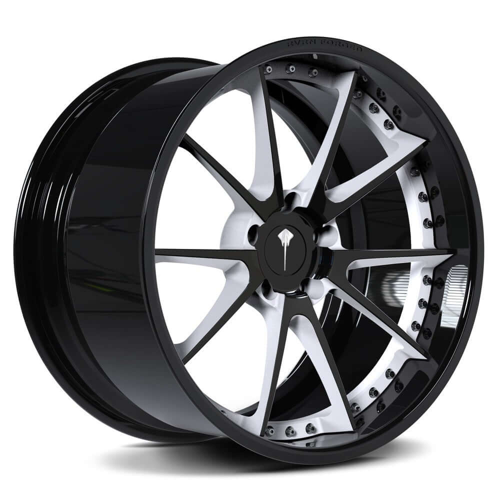 Custom deep dish rims for Corvette C7 Z06 with a black color, chrome, polish, gold color-Fully Forged 2-Piece Wheels Series-RVRN RV-DC02