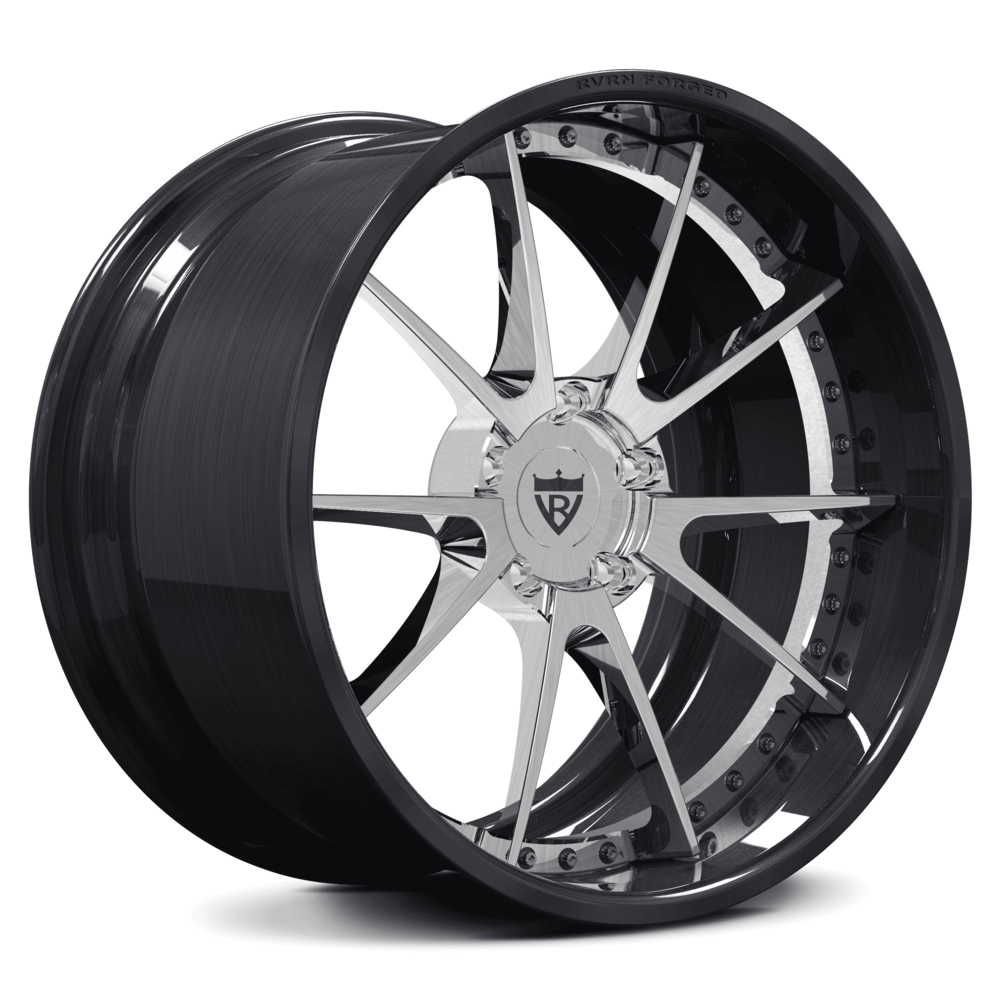 Custom deep dish rims for Corvette C7 Z06 with a black color, chrome, polish, gold color-Fully Forged 2-Piece Wheels Series-RVRN RV-DC02