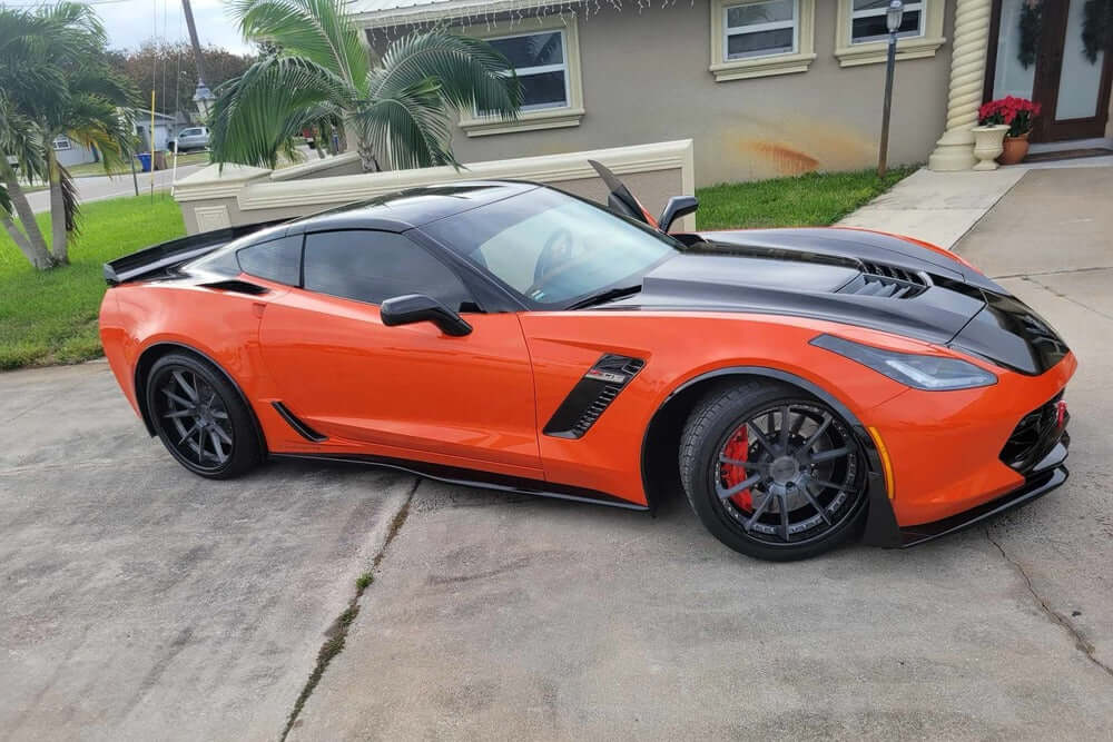 Custom deep dish rims for Corvette C7 Z06 with a black color, chrome, polish, gold color-Fully Forged 2-Piece Wheels Series-RVRN RV-DC02