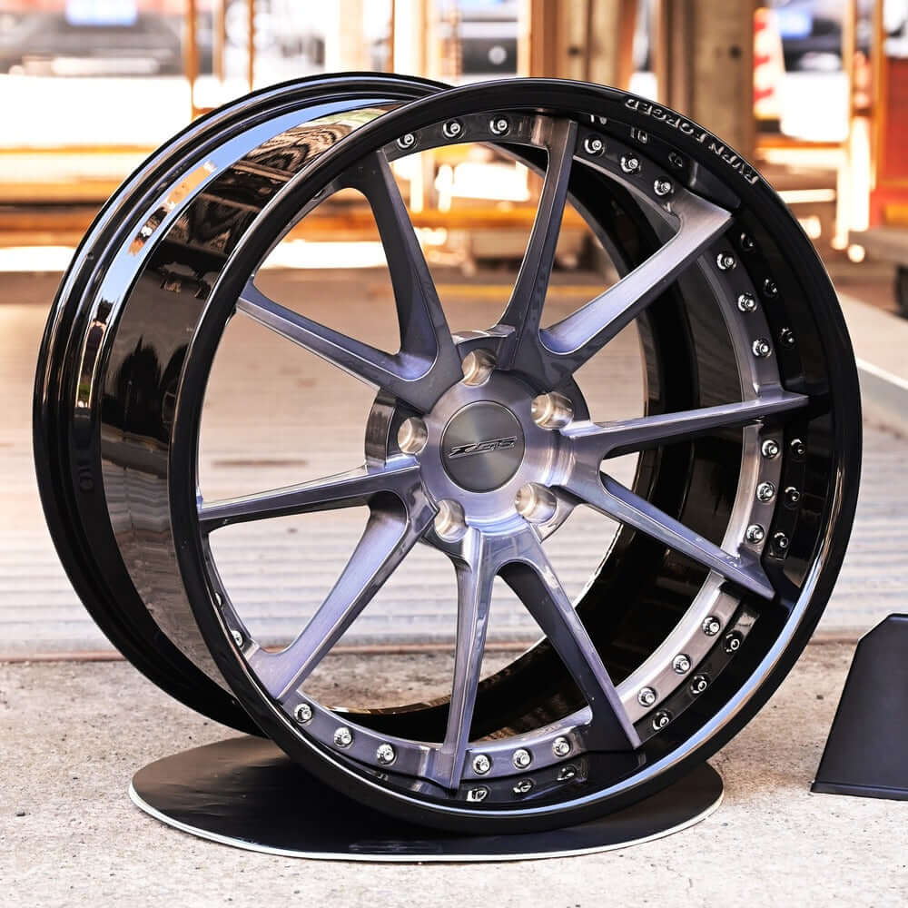Custom deep dish forged wheels for Corvette C7 Z06 with a black color, chrome, polish, gold color-Fully Forged 2-Piece Wheels Series-RVRN RV-DC02