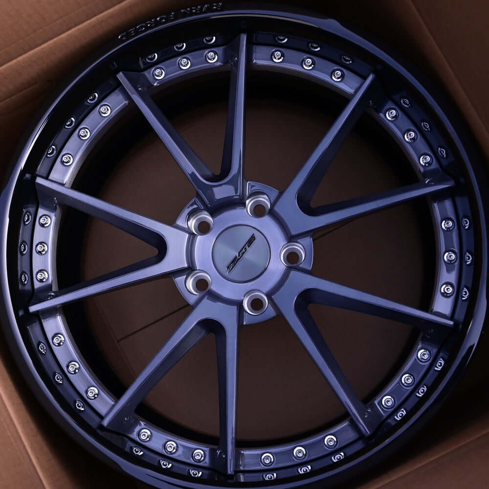 Custom deep dish rims for Corvette C7 Z06 with a black color, chrome, polish, gold color-Fully Forged 2-Piece Wheels Series-RVRN RV-DC02