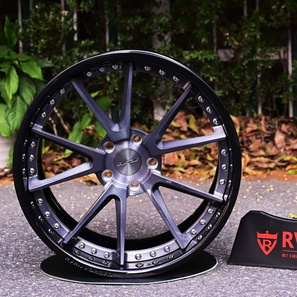 Custom deep dish rims for Corvette C7 Z06 with a black color, chrome, polish, gold color-Fully Forged 2-Piece Wheels Series-RVRN RV-DC02
