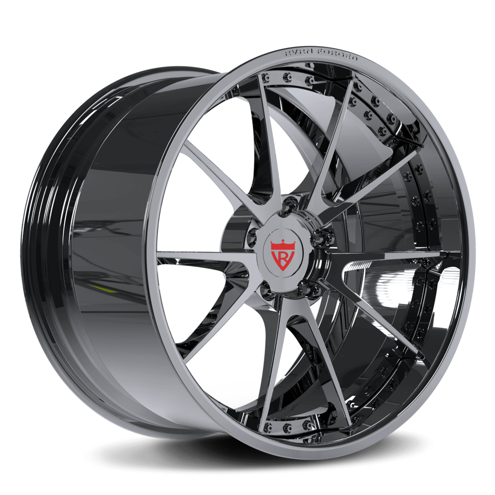 Custom deep dish rims for Corvette C7 Z06 with a black color, chrome, polish, gold color-Fully Forged 2-Piece Wheels Series-RVRN RV-DC02-chrome rims