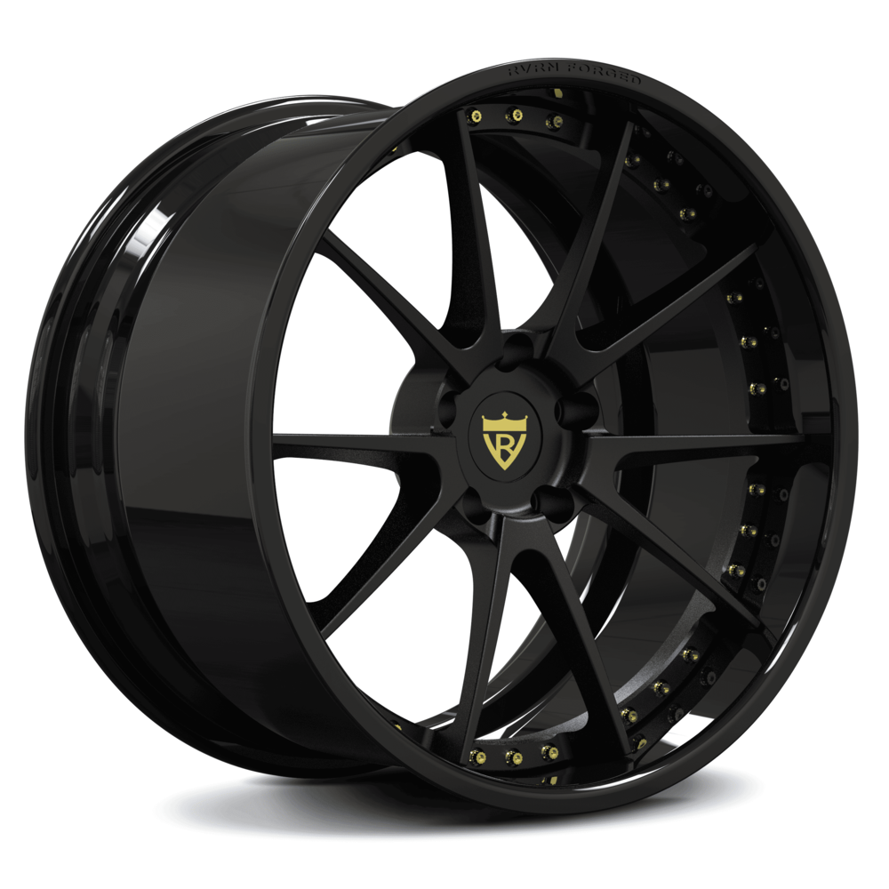 Custom deep dish rims for Corvette C7 Z06 with a black color, chrome, polish, gold color-Fully Forged 2-Piece Wheels Series-RVRN RV-DC02