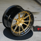 Corvette C8 Z06 custom wheels – RV-DC05 in polished gold with carbon fiber lip