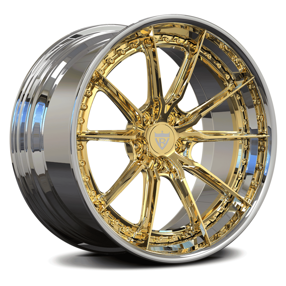 Aftermarket Corvette C8 Z06 wheels – frozen gold and chrome RV-DC05 with deep concave face