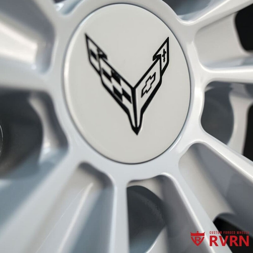 	Side view of 2025 Corvette C8 with 20x9/21x12 RV-DC06 wheels
