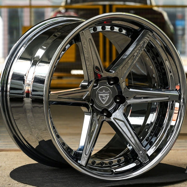 RV-DC19 Black Chrome Corvette Wheels for C8 Z06 – Custom Forged 6 Spoke Design