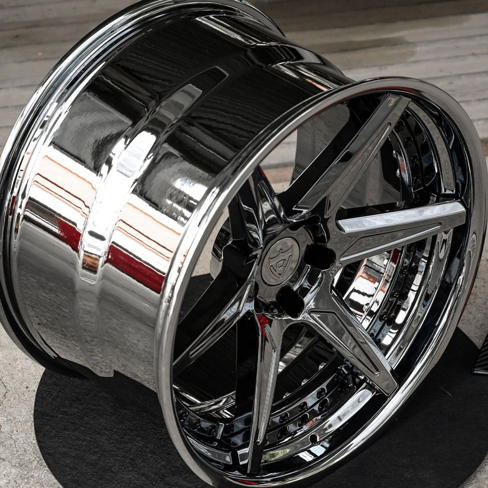 RV-DC19 | Custom Forged Corvette C8 Z06 / E-Ray Black Chrome Concave Wheels
