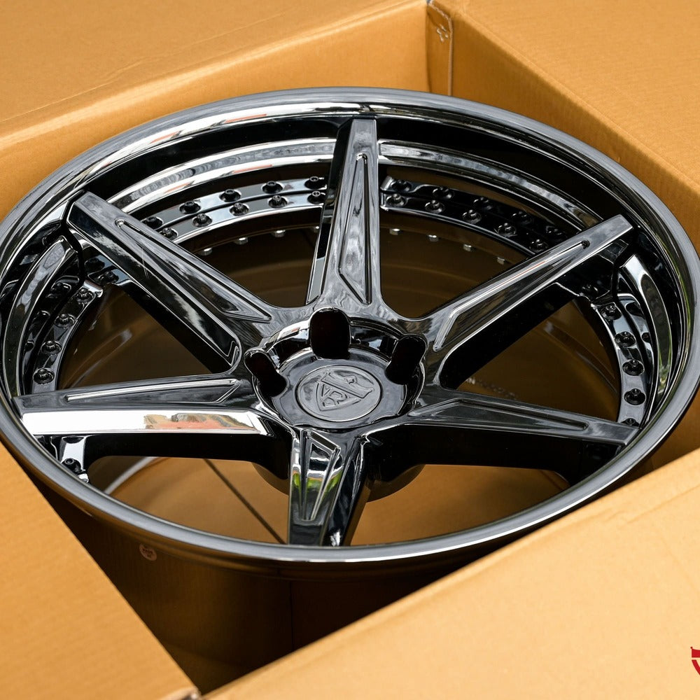 RV-DC19 | Custom Forged Corvette C8 Z06 / E-Ray Black Chrome Concave Wheels