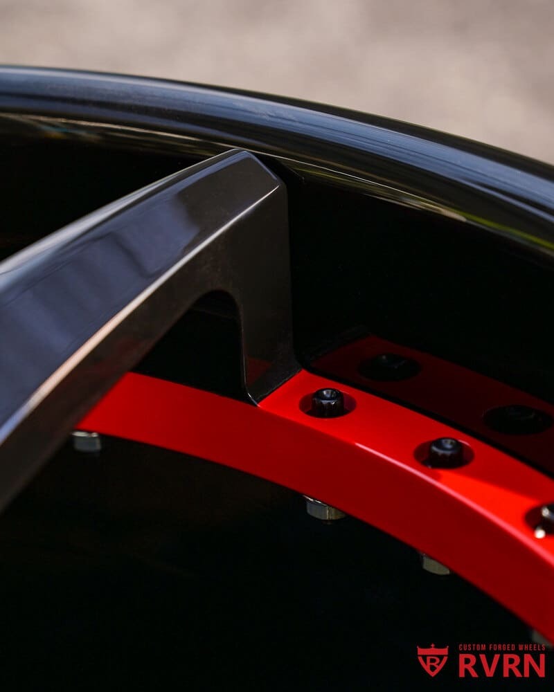 RV-DC35 gloss black barrel with RVRN red flange custom design