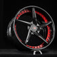 RV-DC35 forged wheels for 2021 Corvette C8 Z51 in gloss black with red accents, front angle view, custom 19x8.5 design your own wheels setup.