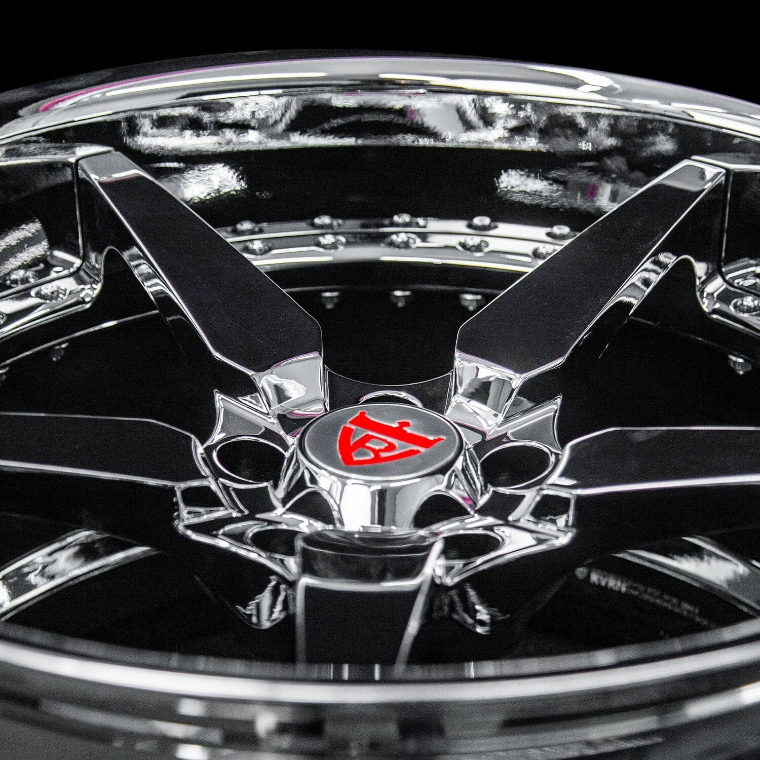 Polished deep lip chrome finish on RVRN RV-DF14 wheels for staggered E-Ray setup.