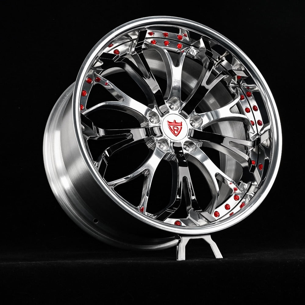 Custom deep lip rims for corvette c8 z51 vehicle, fully forged 2-piece wheels with polish finish