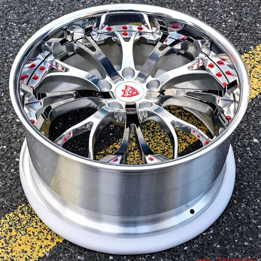 Custom deep lip rims for corvette c8 z51 vehicle, fully forged 2-piece wheels with polish finish