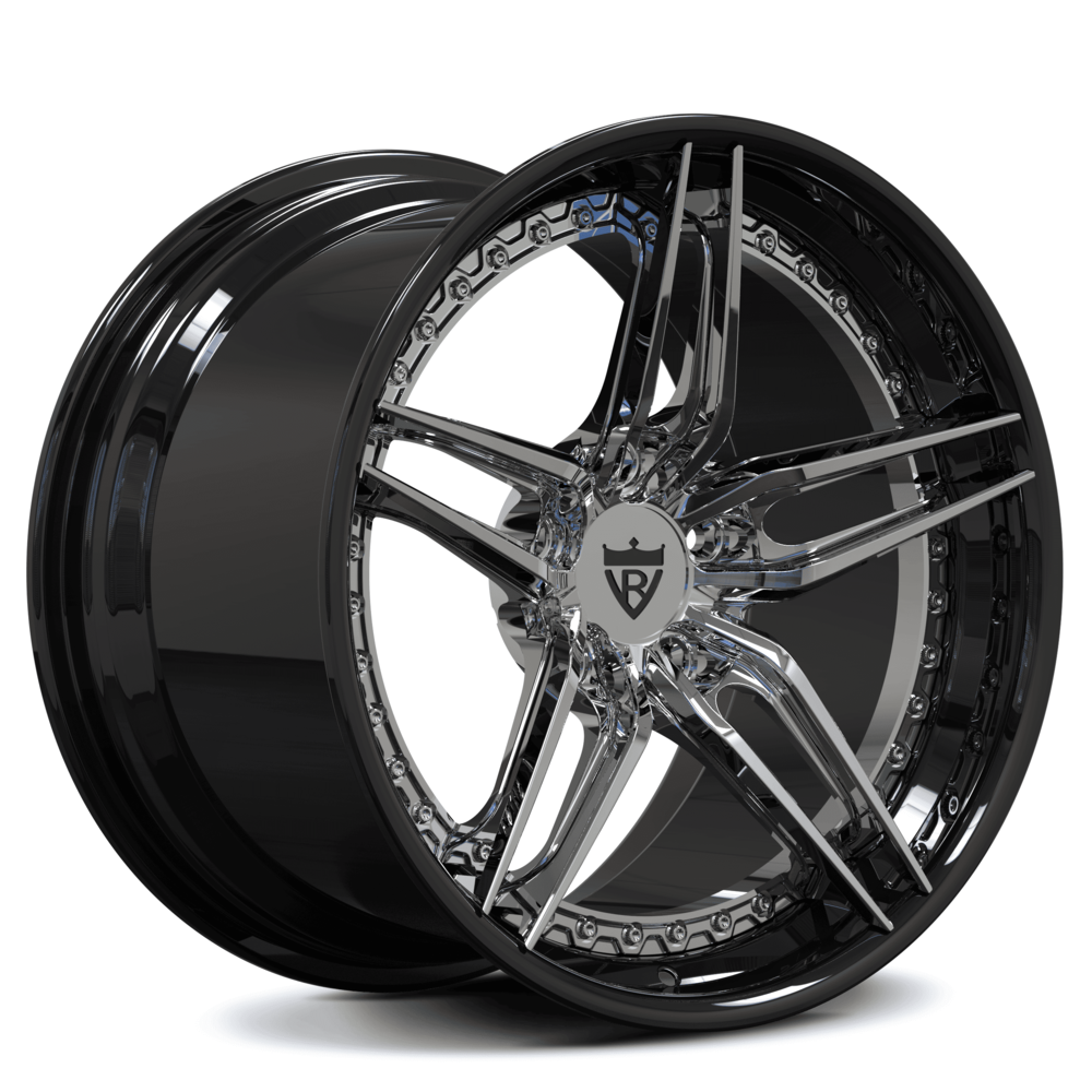 Classic 5 spoke custom wheels for Corvette C8 with different color options like chrome, white, black, bronze-RVRN Wheels-Custom Forged 2-Piece Rims Series