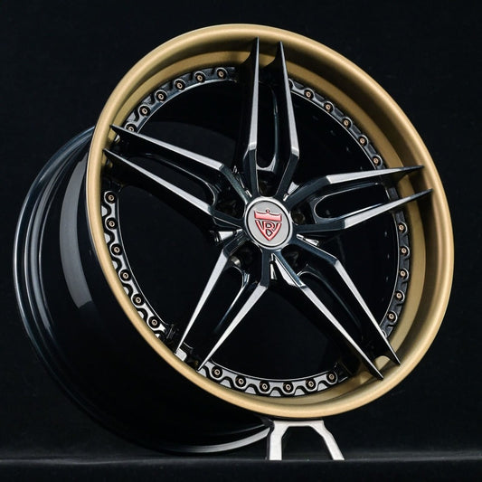 Classic 5 spoke custom wheels for Corvette C8 with different color options like chrome, white, black, bronze-RVRN Wheels-Custom Forged 2-Piece Rims Series