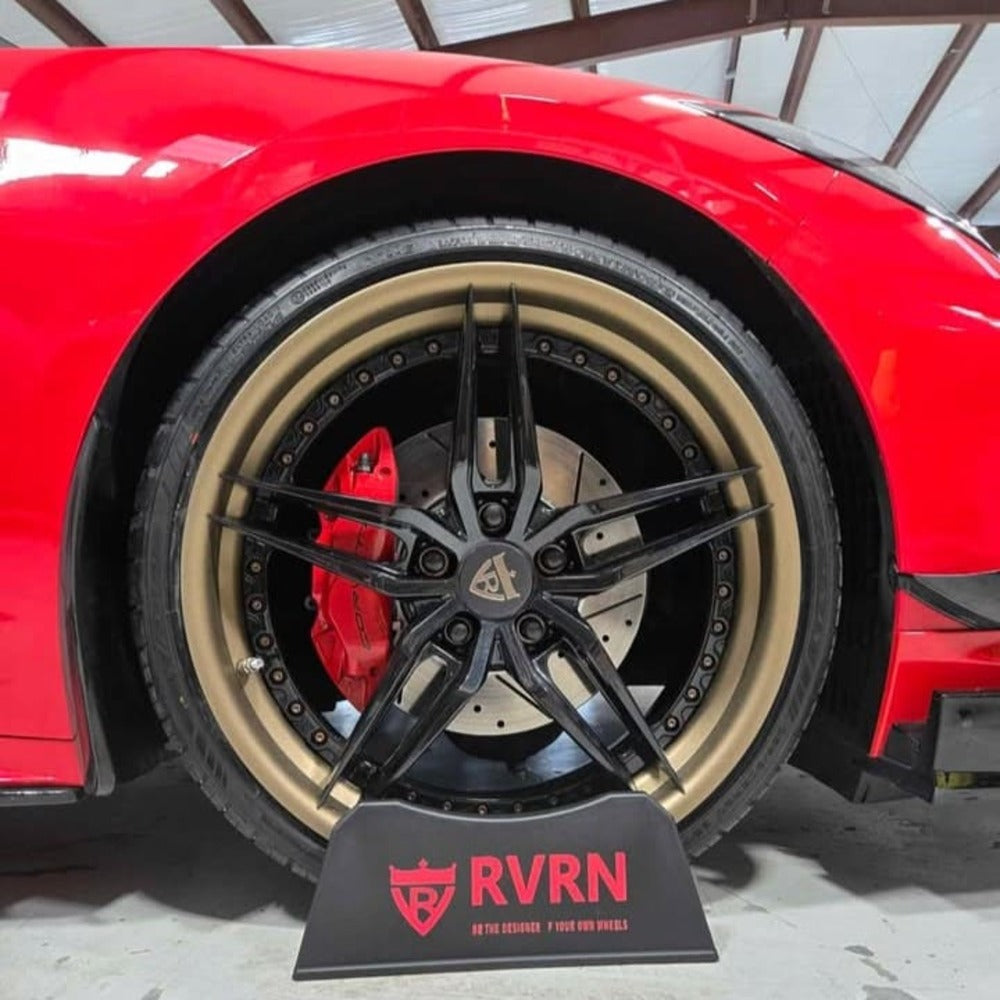 Classic 5 spoke custom wheels for Corvette C8 with different color options like chrome, white, black, bronze-RVRN Wheels-Custom Forged 2-Piece Rims Series