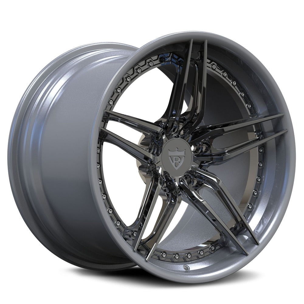 Classic 5 spoke custom wheels for Corvette C8 with different color options like chrome, white, black, bronze-RVRN Wheels-Custom Forged 2-Piece Rims Series