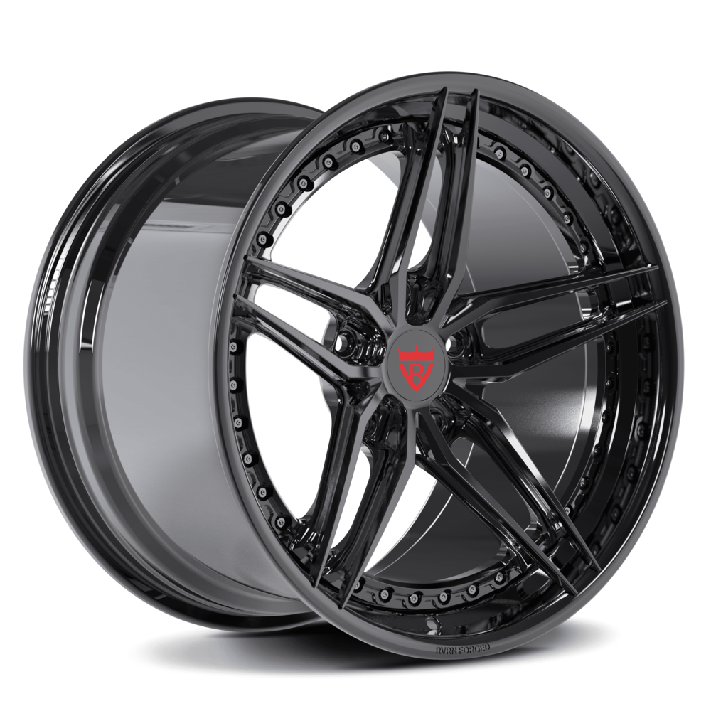 Classic 5 spoke custom wheels for Corvette C8 with different color options like chrome, white, black, bronze-RVRN Wheels-Custom Forged 2-Piece Rims Series