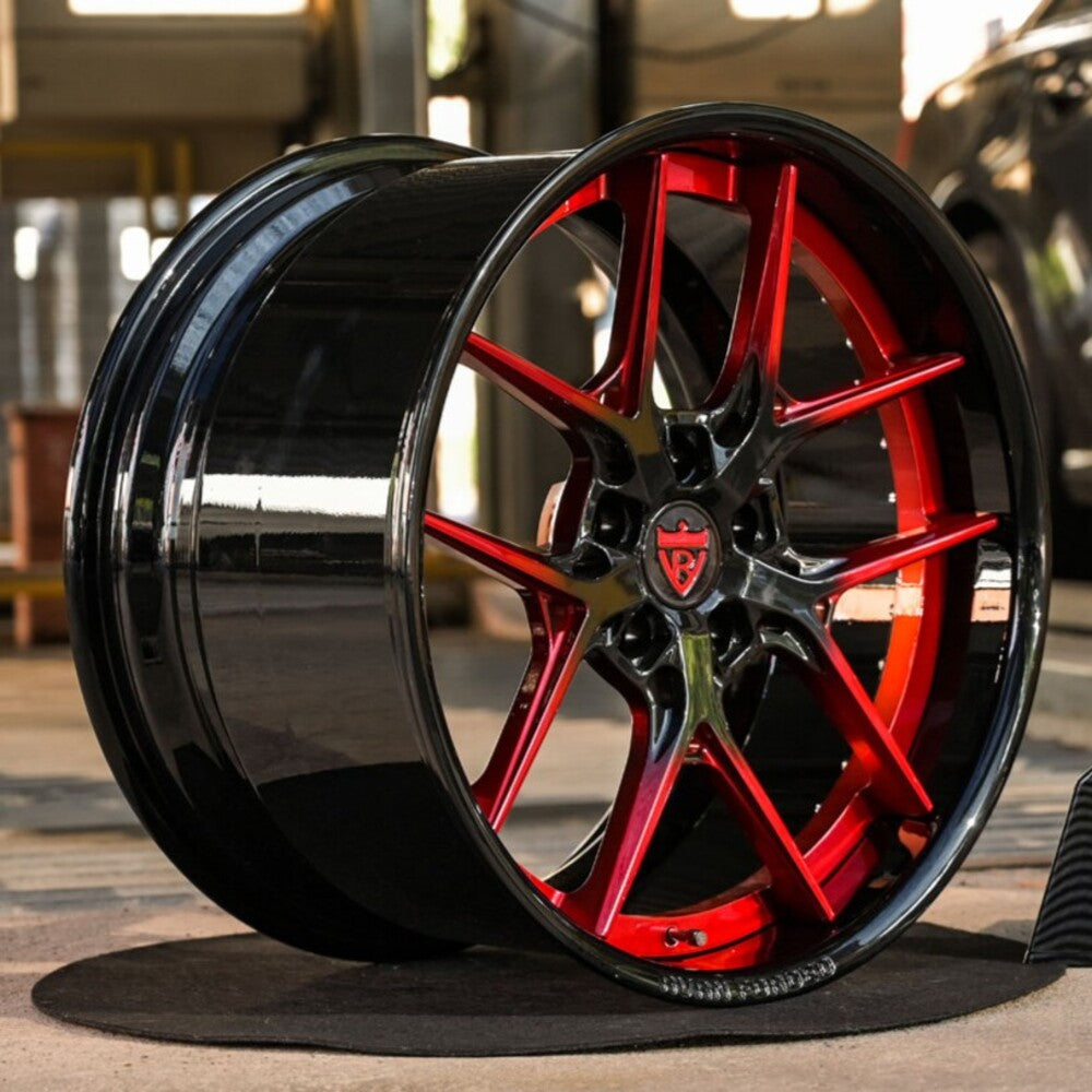 2016 Corvette C7 Z06 with RVRN Wheels RV-DR08 Red and Black Deep Dish Forged 2-Piece Wheels 19x10/20x12 side profile