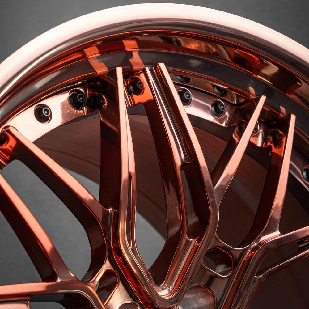 Corvette C7 ZR1 Custom Forged Wheels, Super concave with rose gold color style, custom built per order