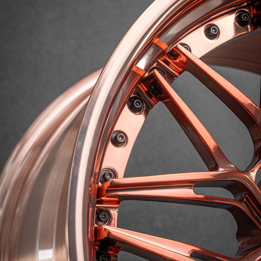 Corvette C7 ZR1 Custom Forged Wheels, Super concave with rose gold color style, custom built per order